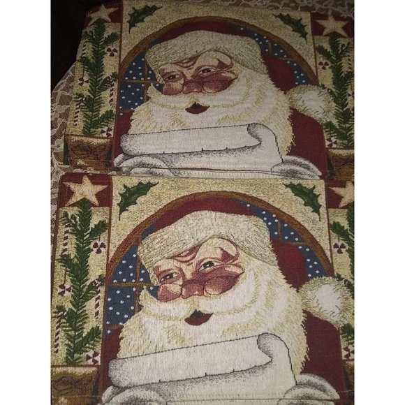 12 Santa Claus Christmas India cotton/ polyester blend tapestry style placemats - Picture 8 of 12